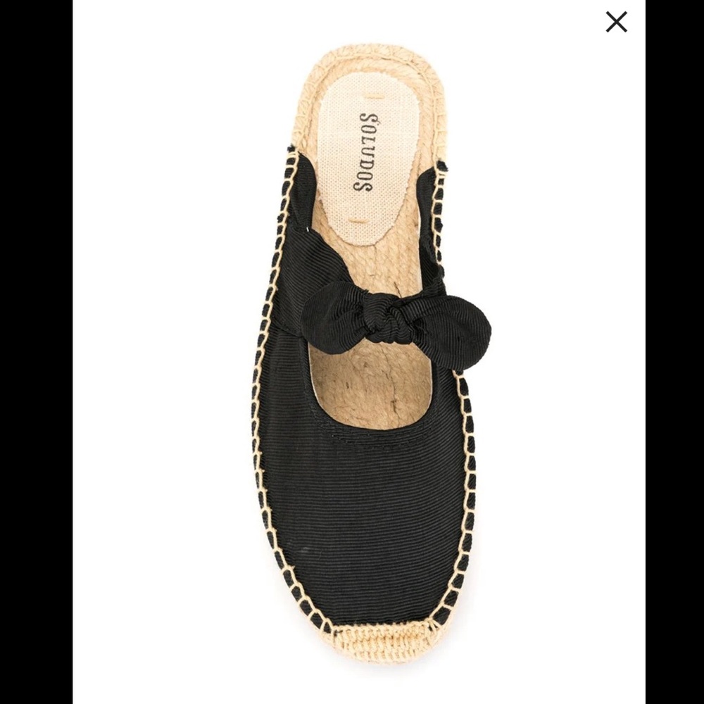 SOLUDOS NEW BLACK ESPADRILLE BOW SLIDE